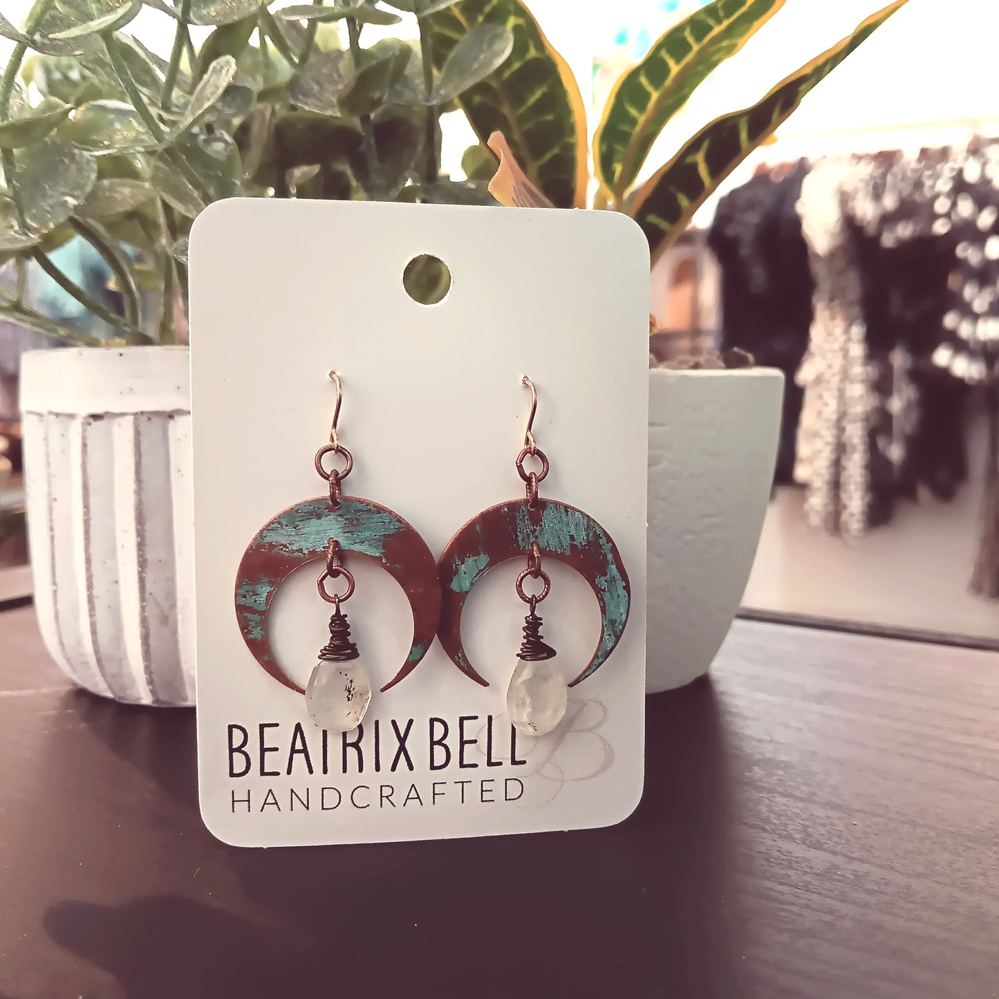 Lunar Gem Copper Earrings | Prinite