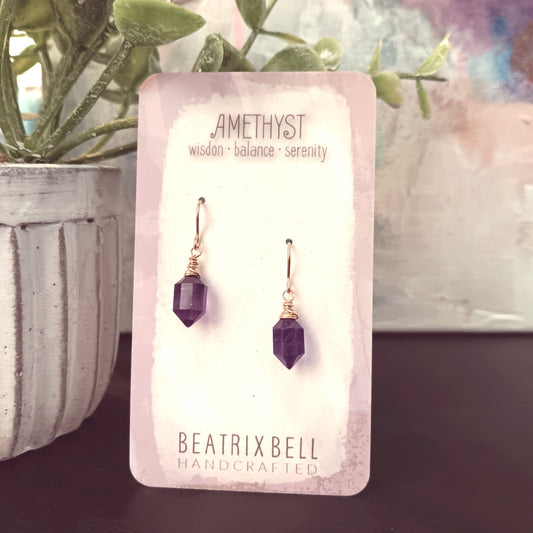 Hexa Gemstone Earrings, Choice of Gemstone