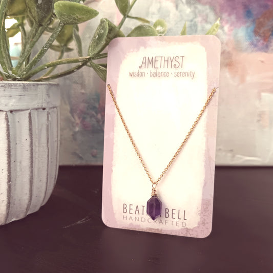 Hexa Gemstone Necklace, Choice of Stone