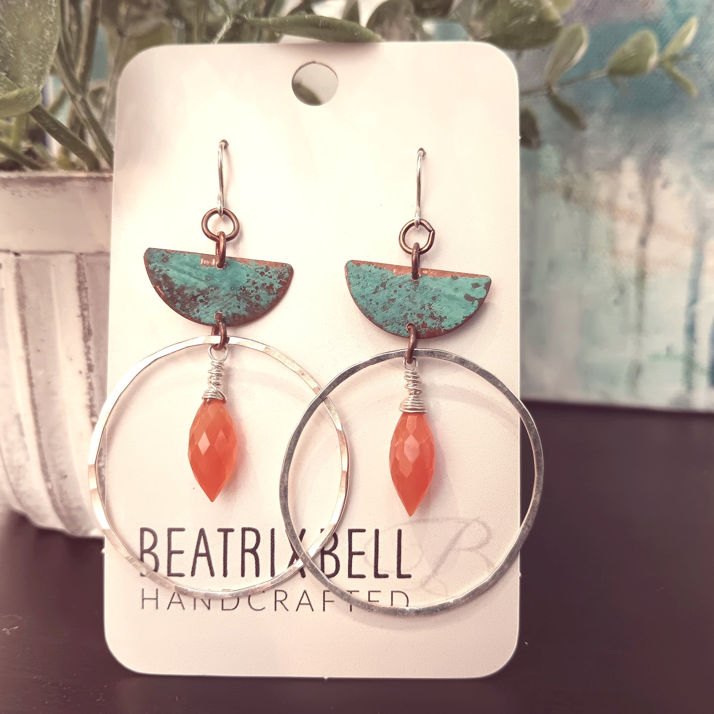 Carnelian Half Moon Earrings