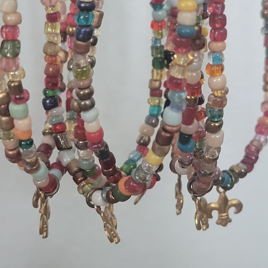 Petite Fleur de Lis Necklace with Colorful Seed Beads