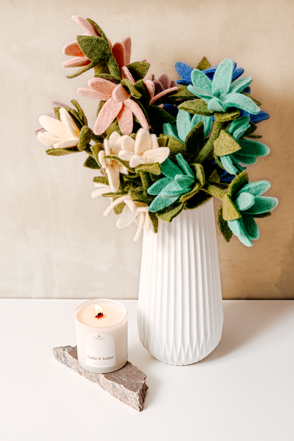 Felt Watsonia Flower: White