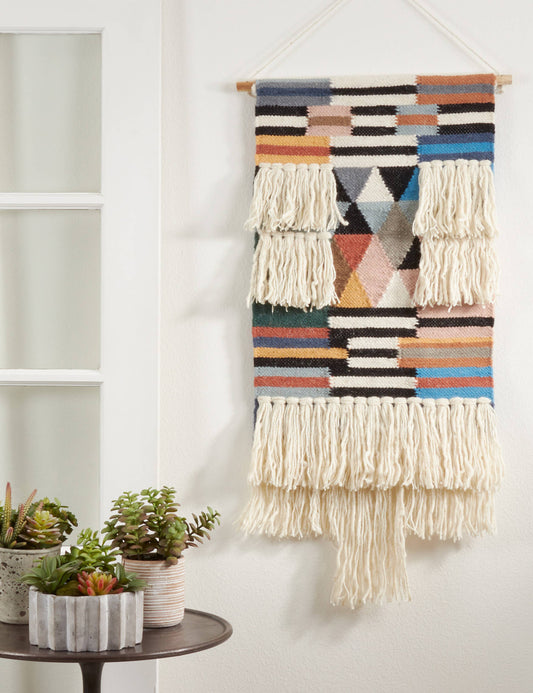 Textured Woven Wall Hanging - Colorful Design: Multi / 18"x40"