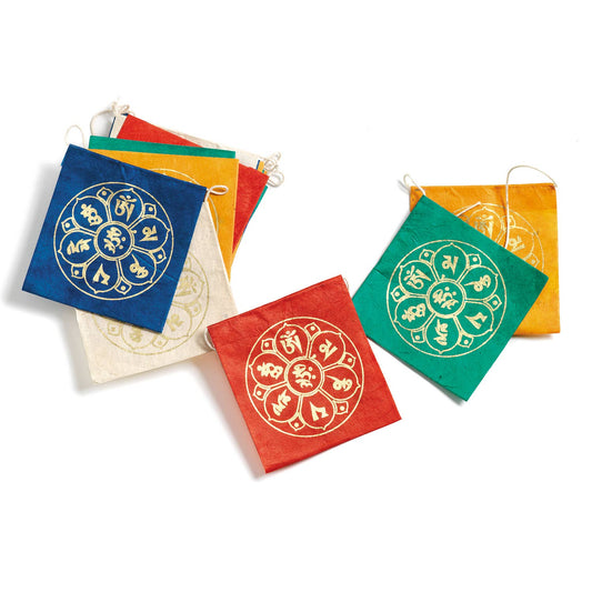 8' Om Lotus Paper Prayer Flag