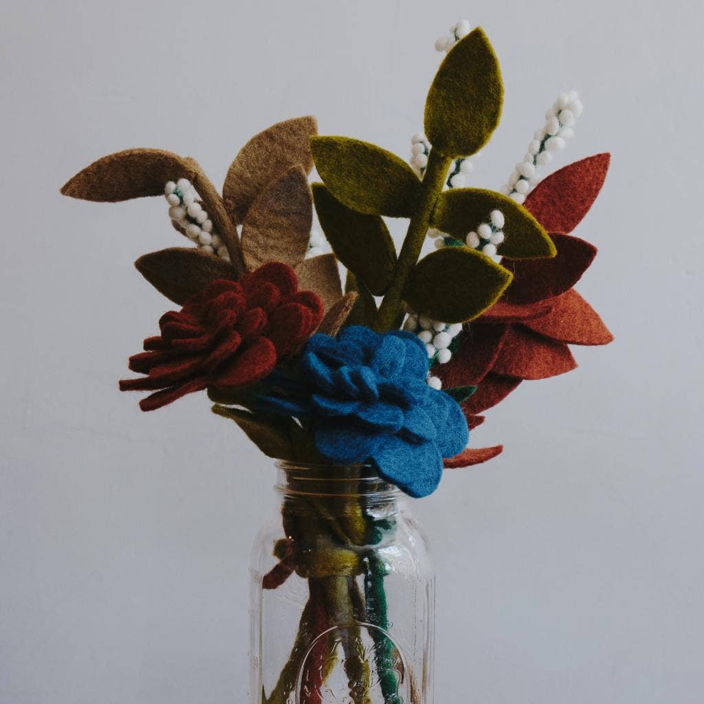 Felt Zinnia: Deep Teal Blue