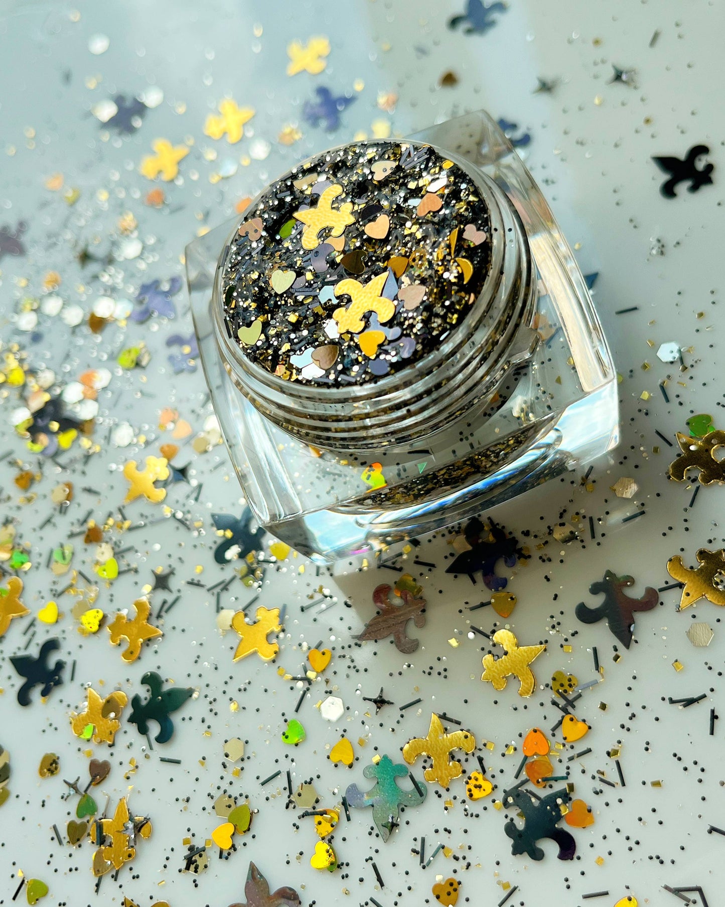 Saints | Black & Gold Fleur de Lis Glitter