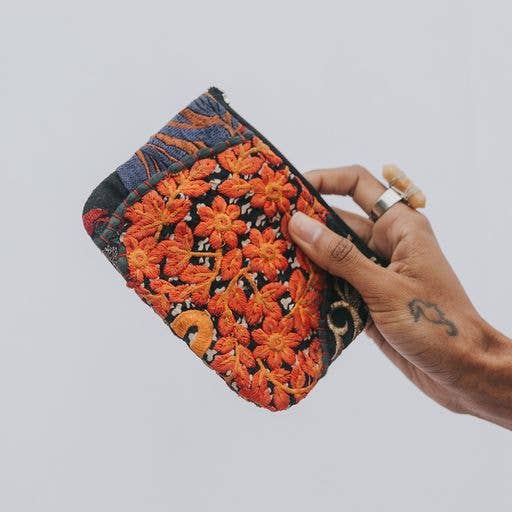 Color Splash Embroidered Coin Purse - Assorted, Fair Trade