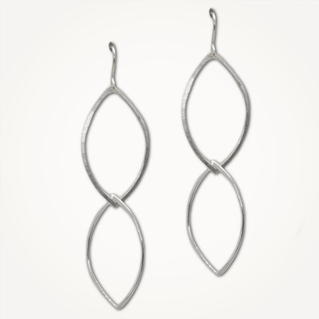 Linked Marquise Sterling Silver Hoop Earrings