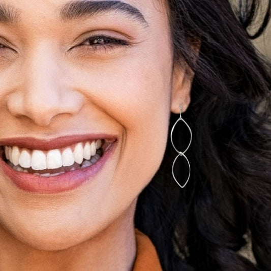 Linked Marquise Sterling Silver Hoop Earrings