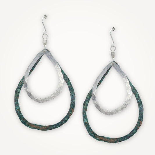 Mixed Metal Organic Teardrop Earrings