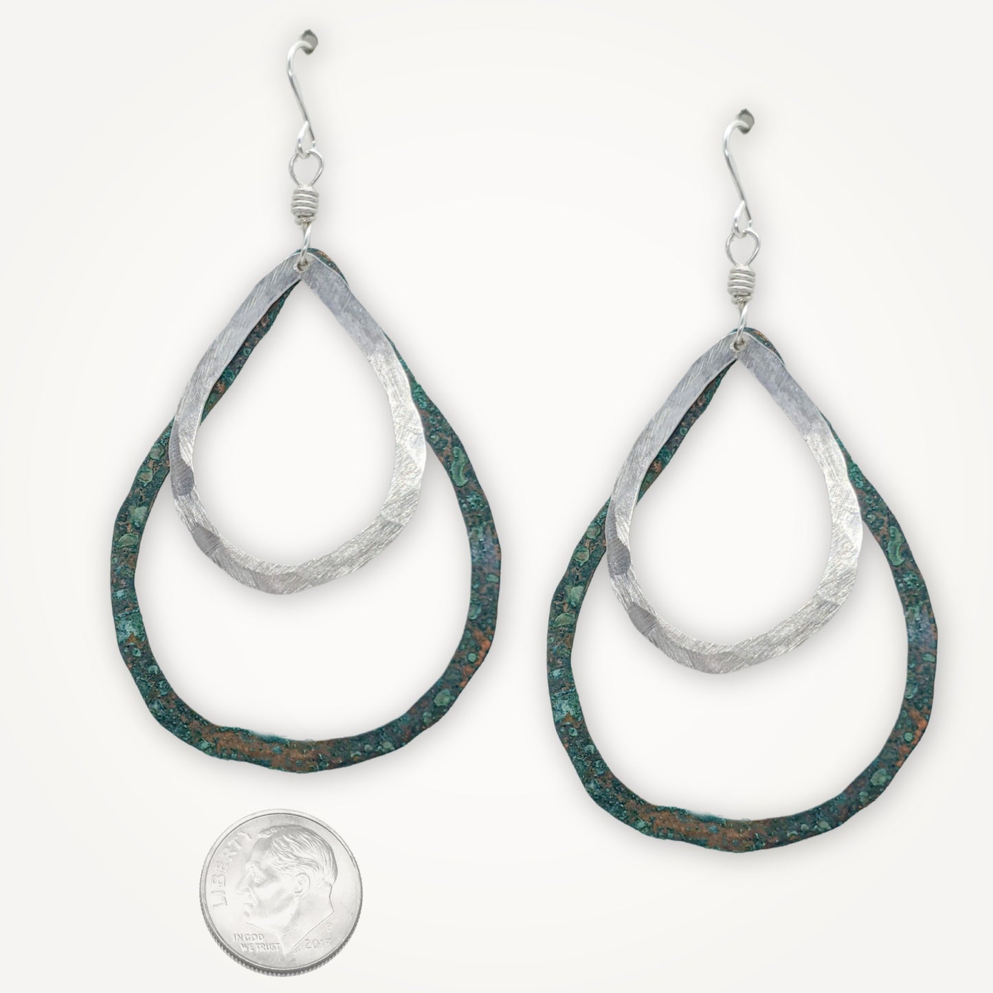 Mixed Metal Organic Teardrop Earrings