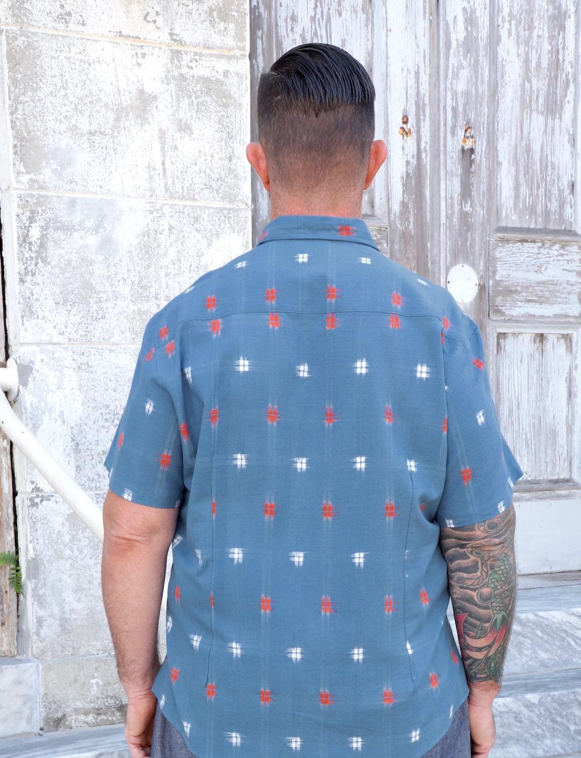 Azure Wash Organic Cotton Men's Button Down Shirt - Passion Lilie