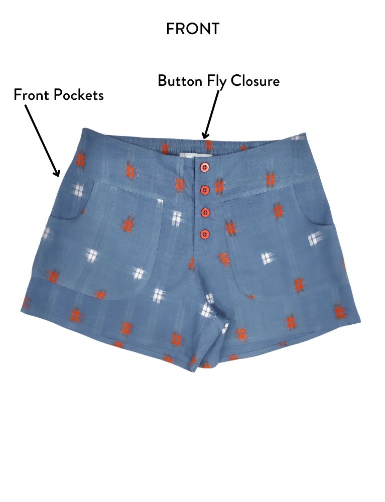 Azure Wash Organic Cotton Shorts - Passion Lilie