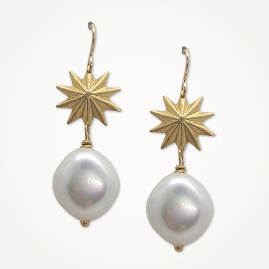 Starburst Earrings | Baroque Glass Pearl