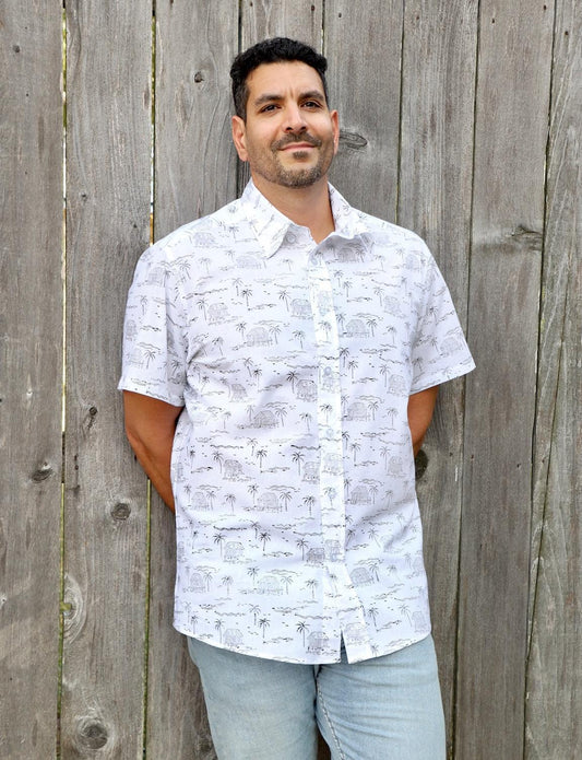 Bayou Cottage Organic Cotton Men's Button Down Shirt - Passion Lilie