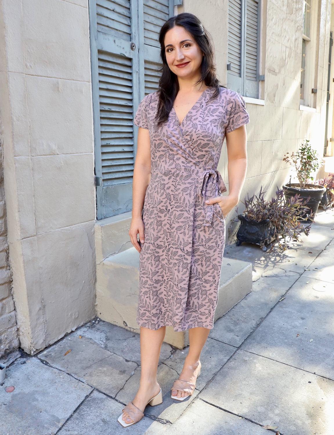 Botanical Bliss Organic Wrap Dress - Passion Lilie