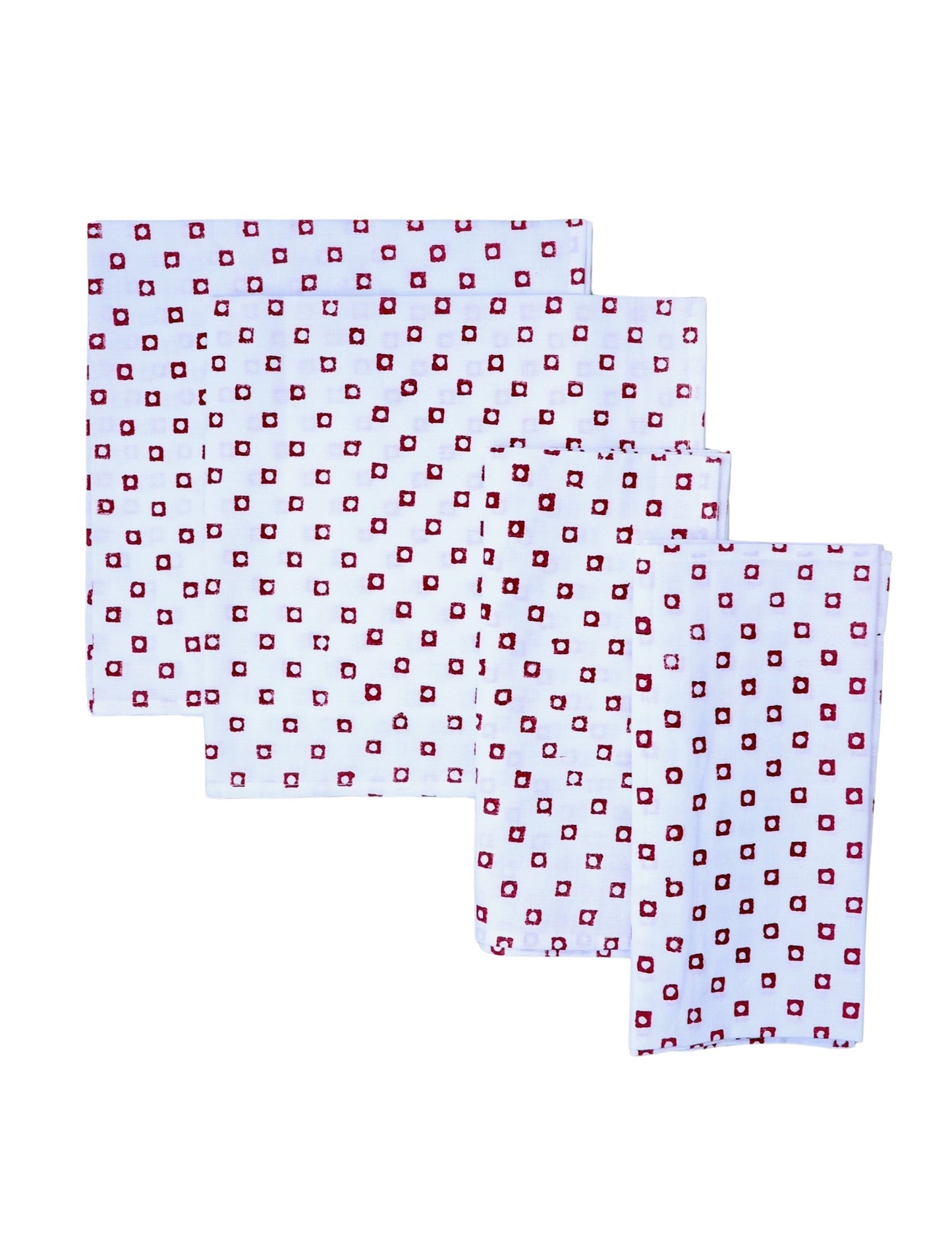Cloth Napkins - Red Squares - Set of 4 - Passion Lilie