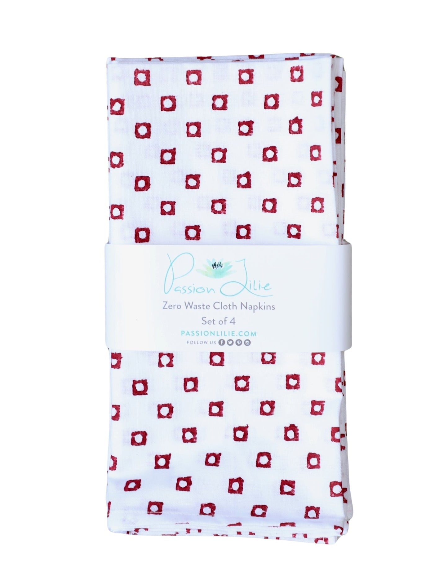 Cloth Napkins - Red Squares - Set of 4 - Passion Lilie