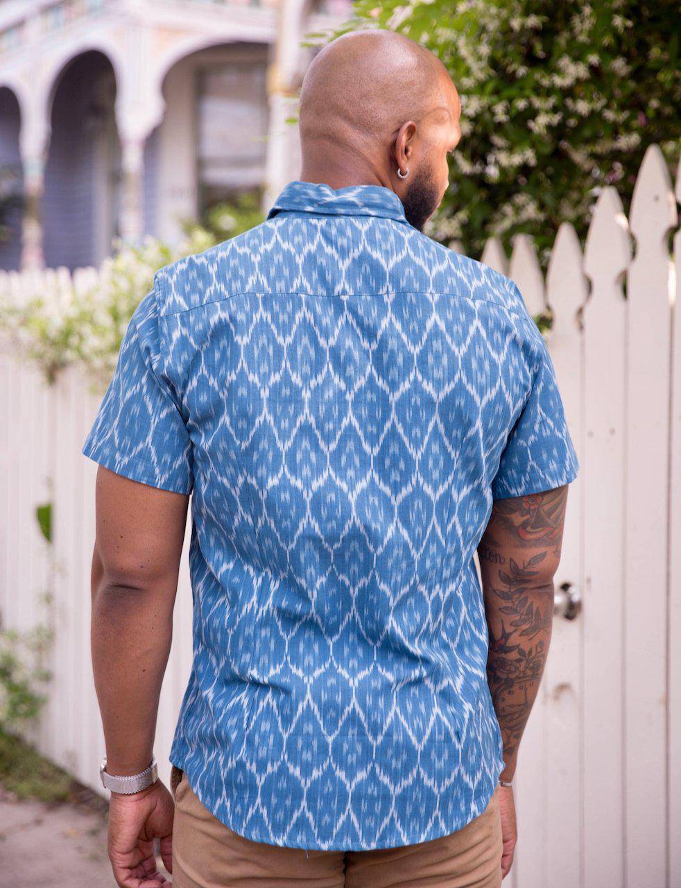 Cobalt Blue Men's Button Down Shirt - Passion Lilie