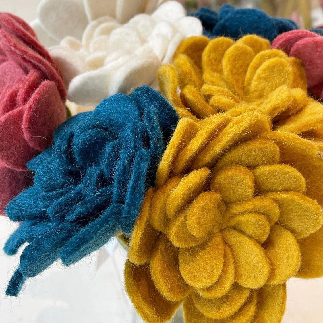 Felt Zinnia: Deep Teal Blue