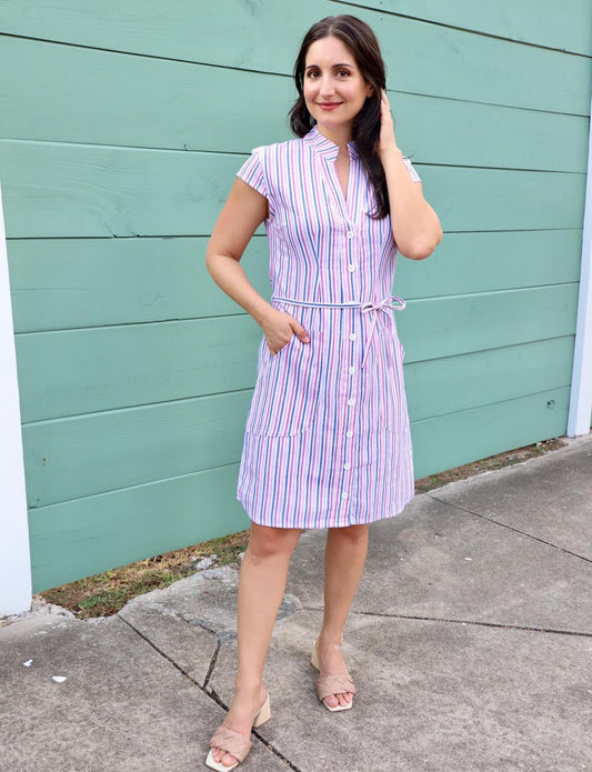 Dreamy Stripe Button Dress - Passion Lilie