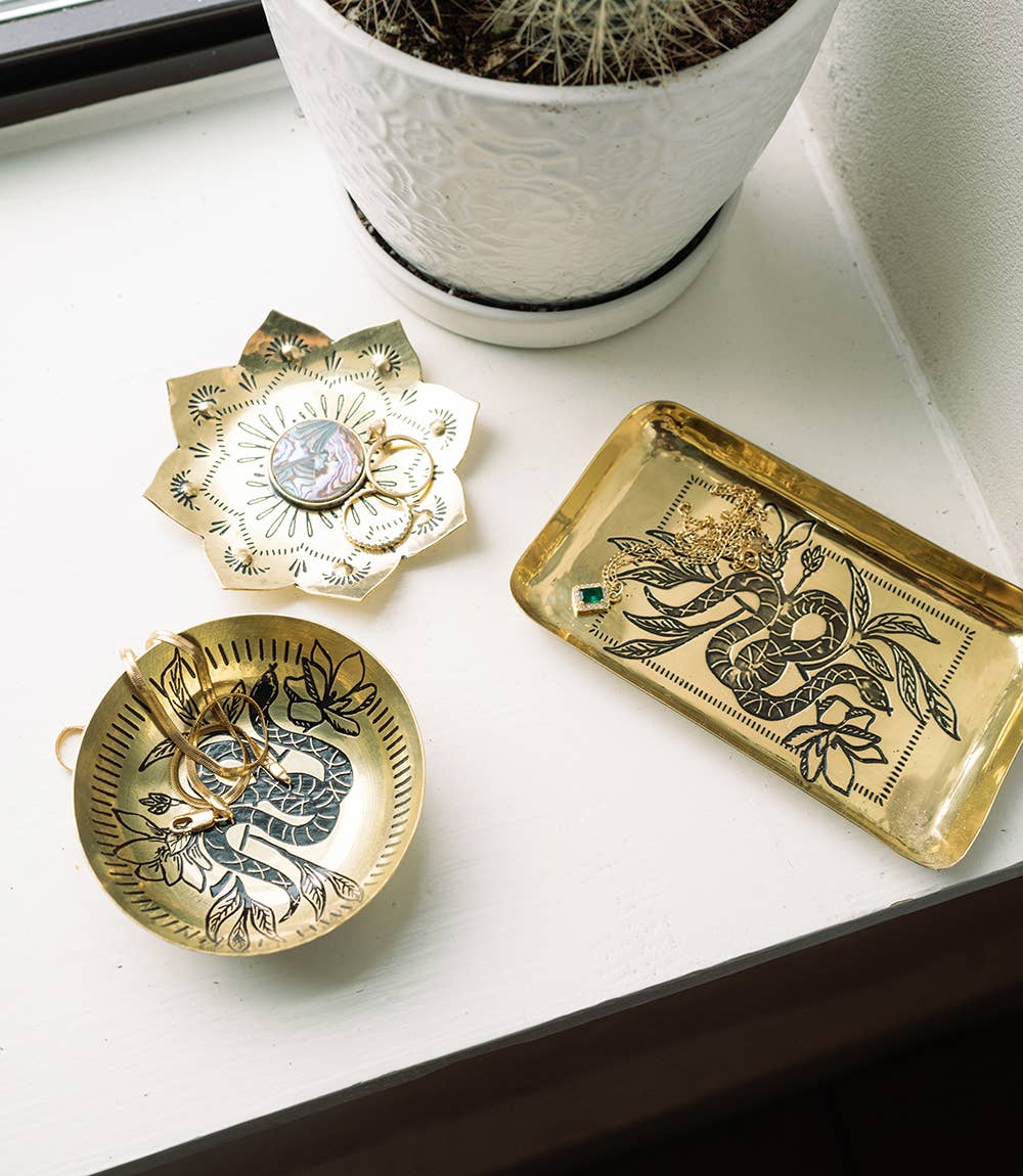 Snake Dish Catch Al Jewelry Tray | Etched Brass