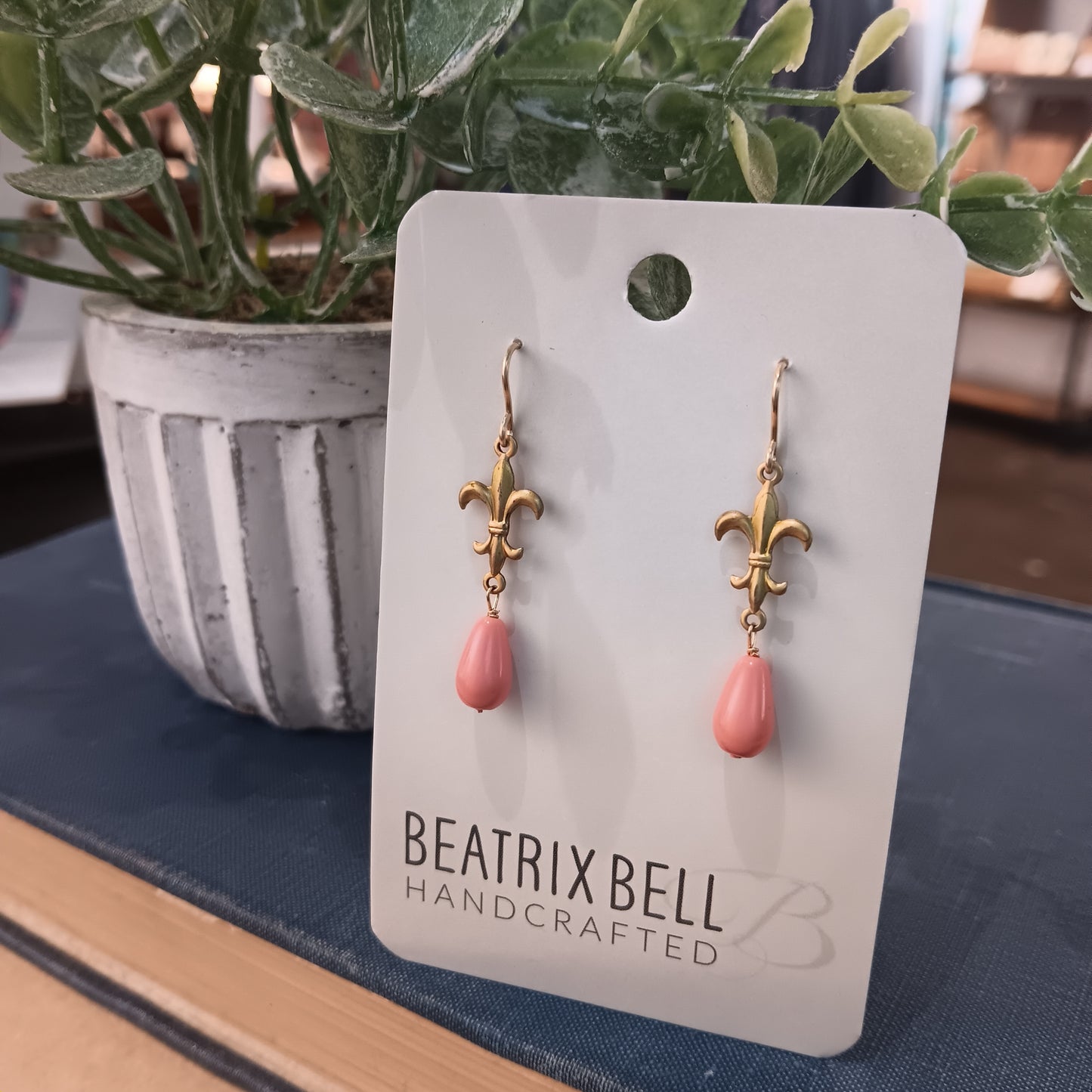 Fleur de Lis Earrings | Teardrop Pearl