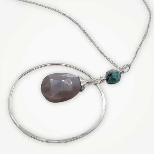 Brown Moonstone Necklace | Sterling Silver Handcrafted Jewelry