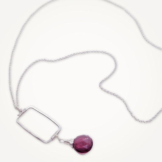 Amethyst Petite Rectangle Necklace