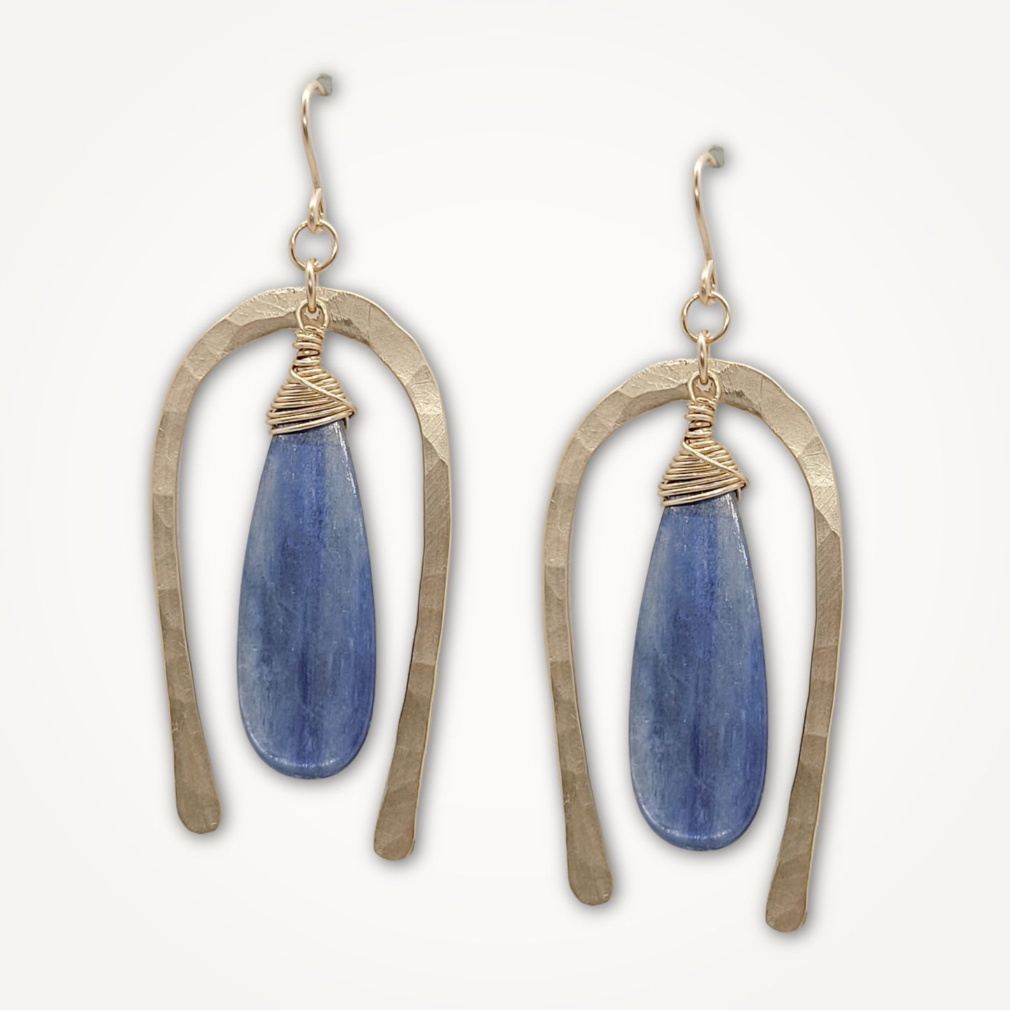 Hammered Gold Kyanite Earrings