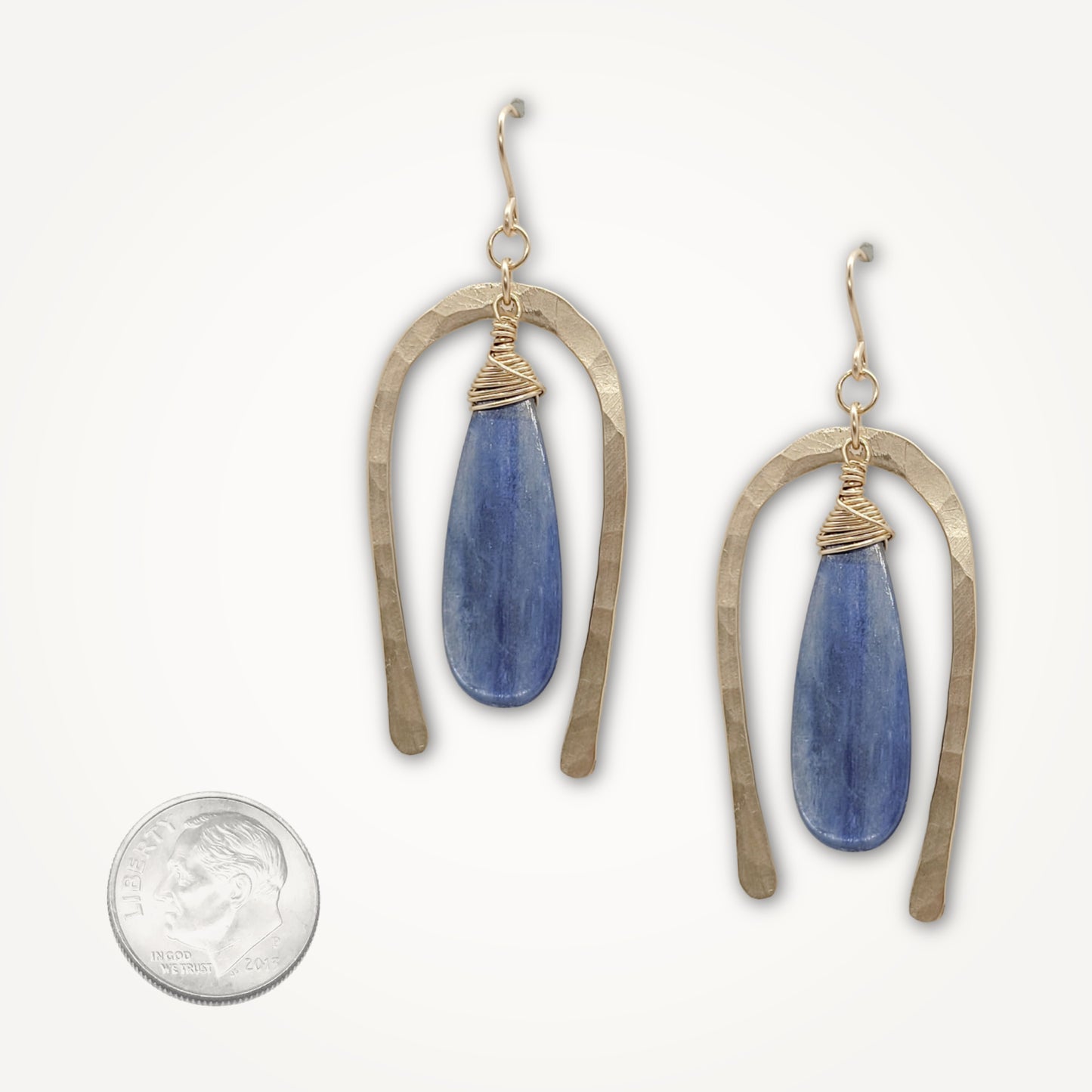 Hammered Gold Kyanite Earrings