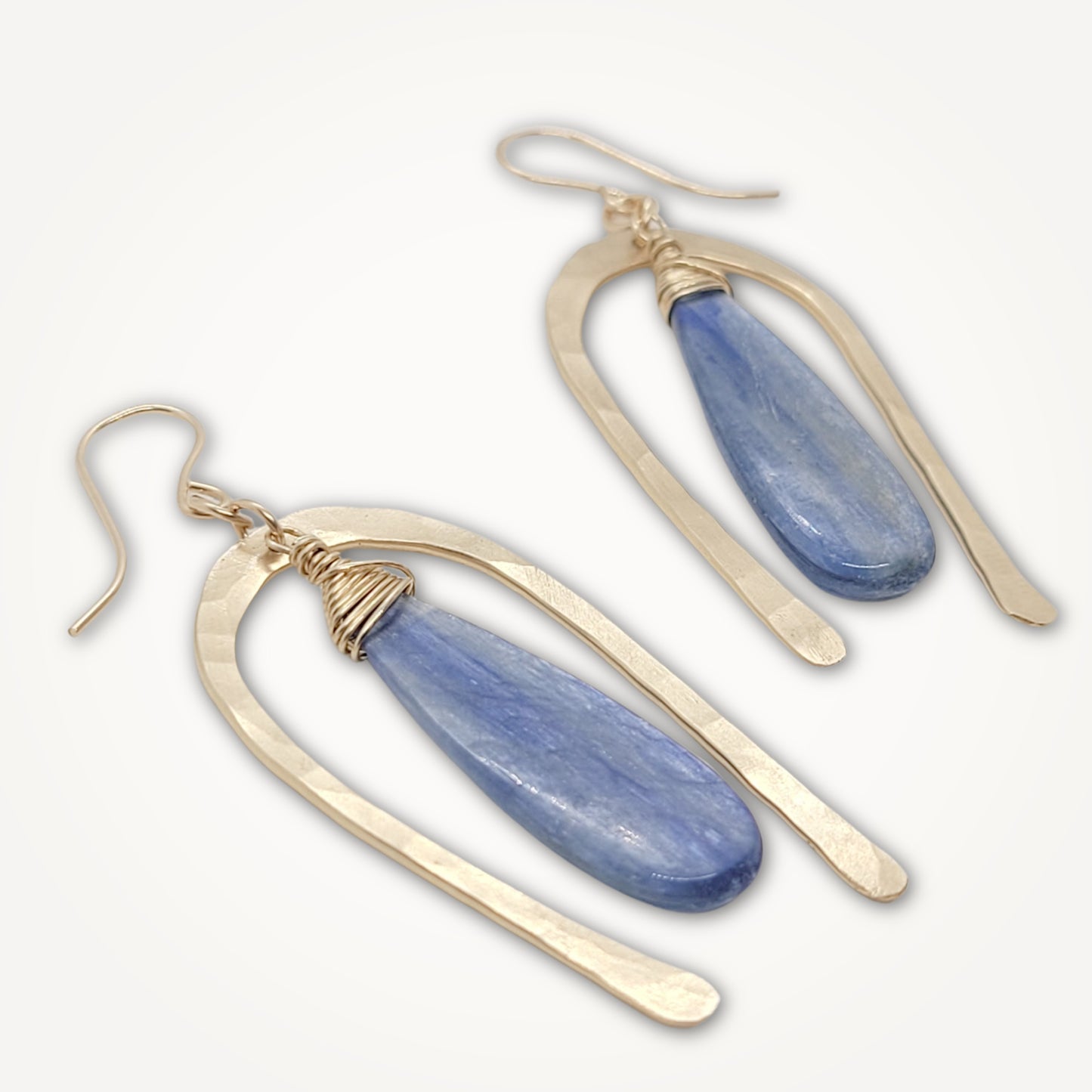 Hammered Gold Kyanite Earrings