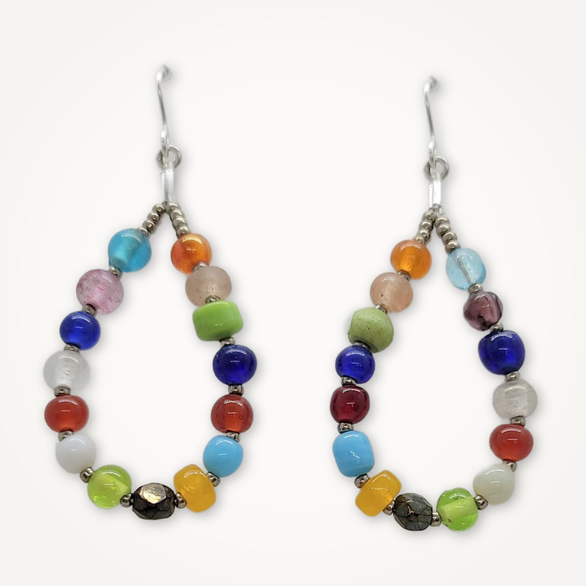 Vintage Glass Bead Mardi Gras Earrings