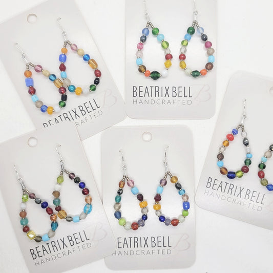 Vintage Glass Bead Mardi Gras Earrings