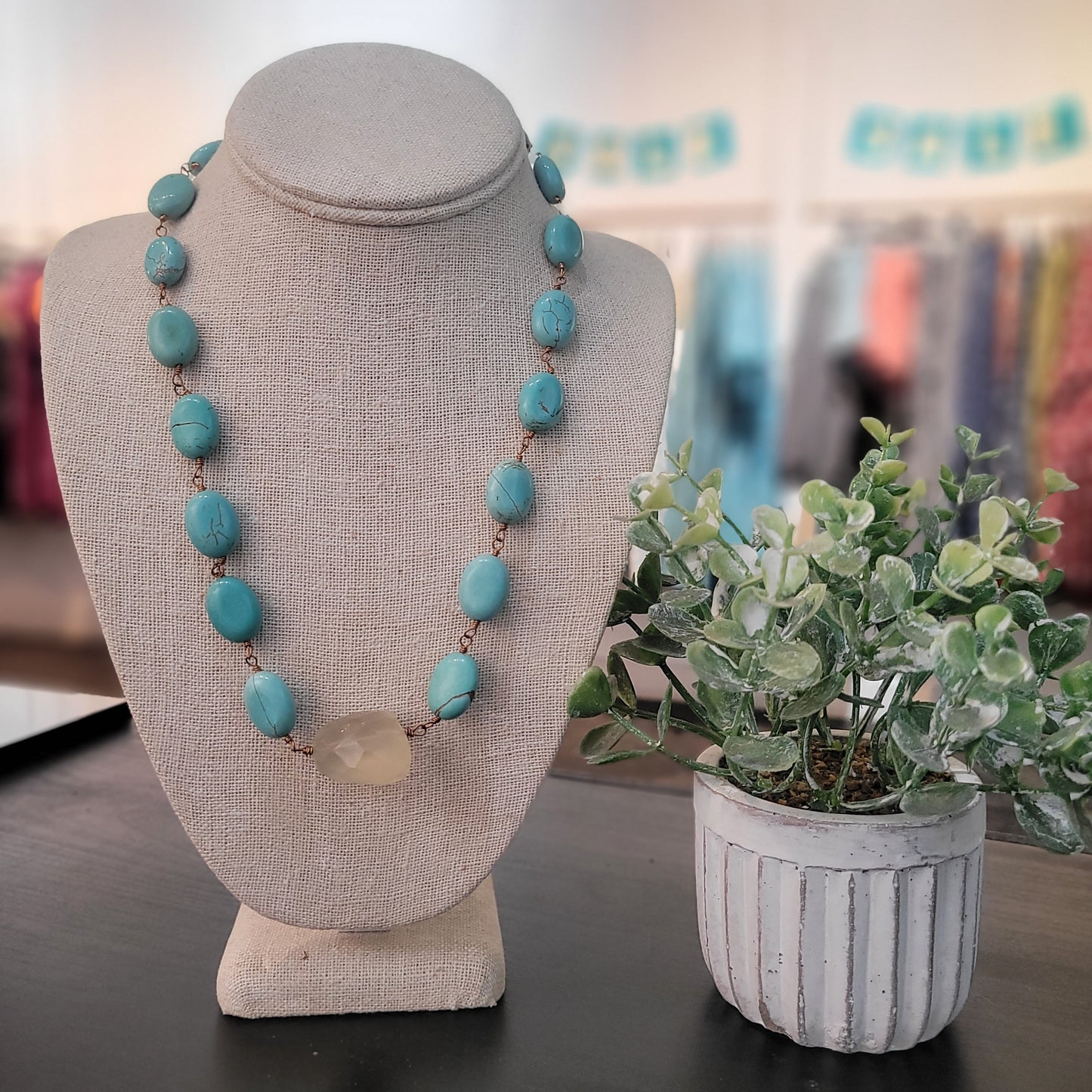 Turquoise & Citrine Wire Wrapped Necklace