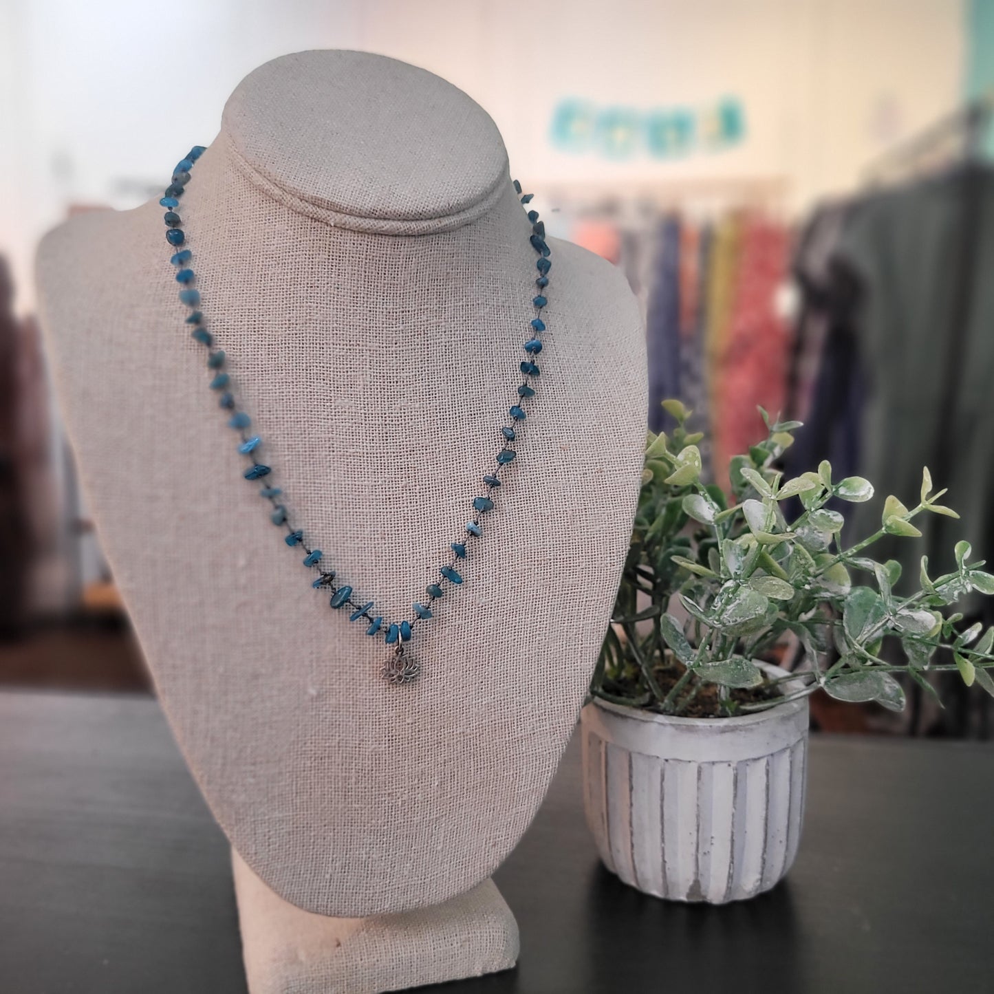 Knotted Gemstone Lotus Necklace