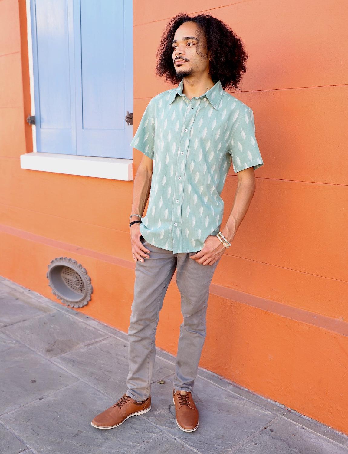 Sage Men's Button Down Shirt - Passion Lilie