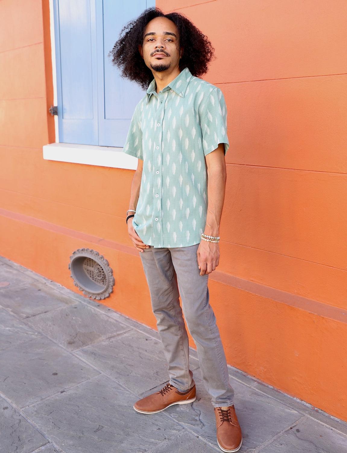 Sage Men's Button Down Shirt - Passion Lilie