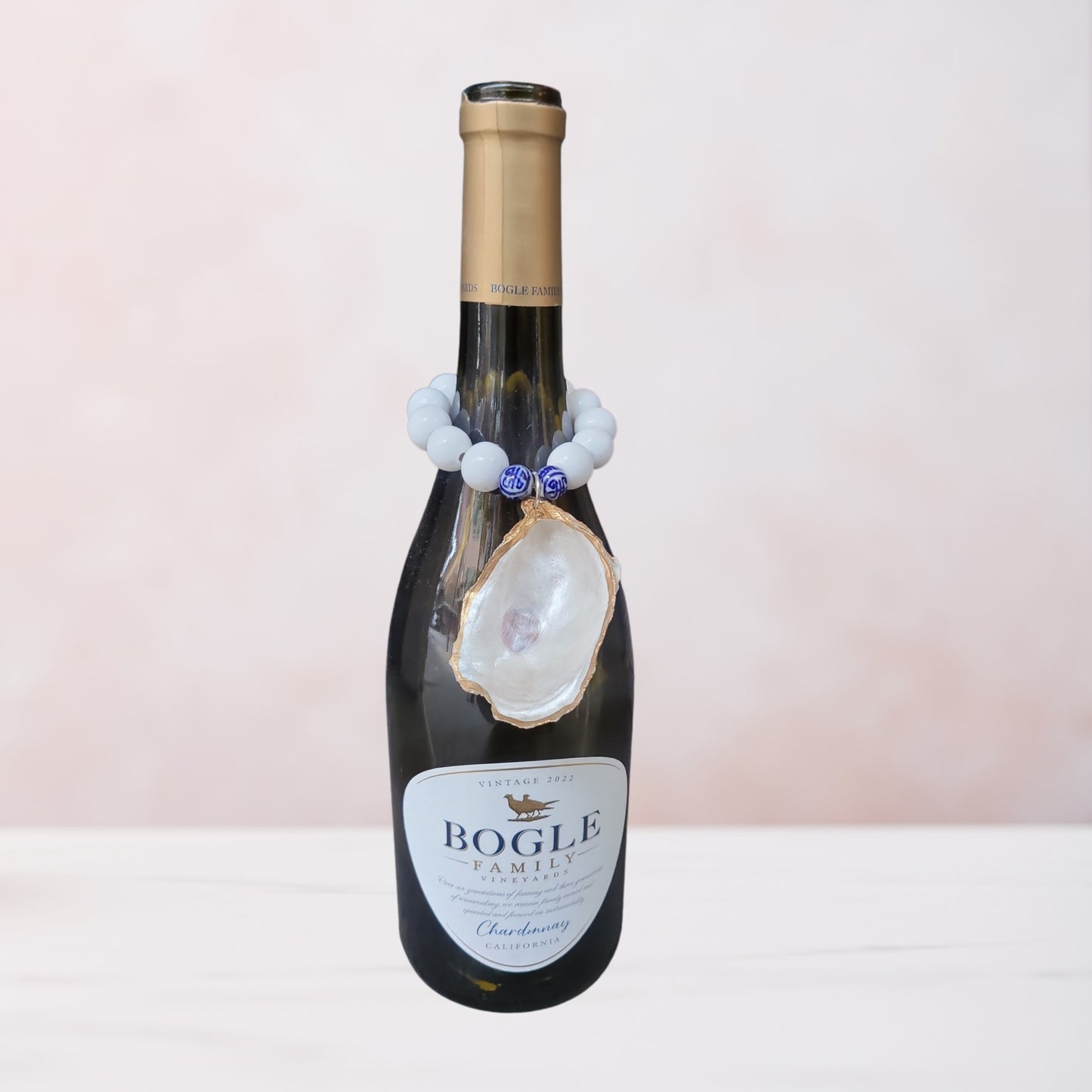 Oyster Shell Beaded Wine Bottle Charm