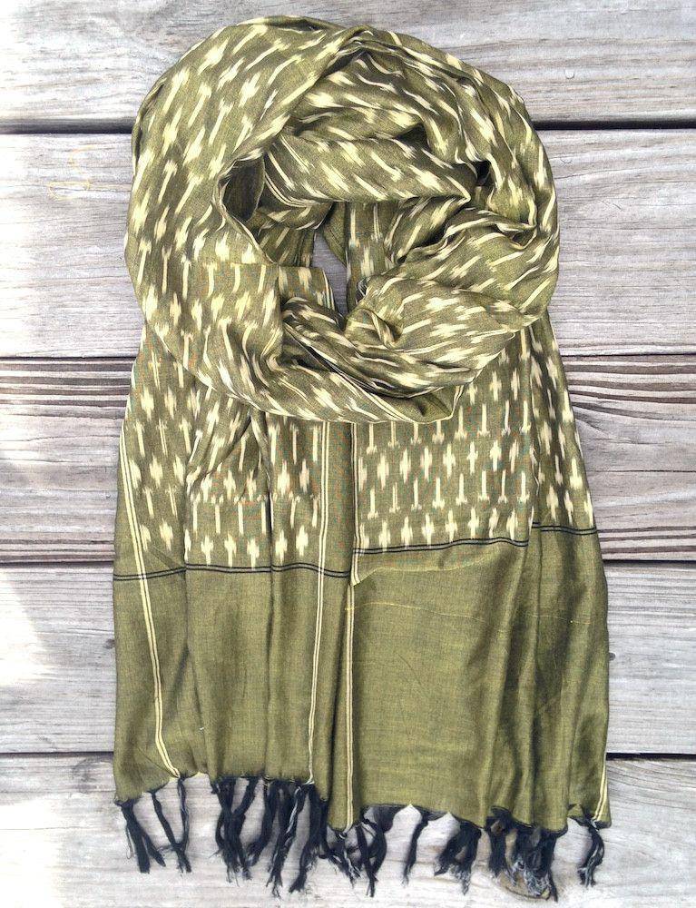 Classic Olive Ikat Scarf - Passion Lilie - Fair Trade - Sustainable Fashion