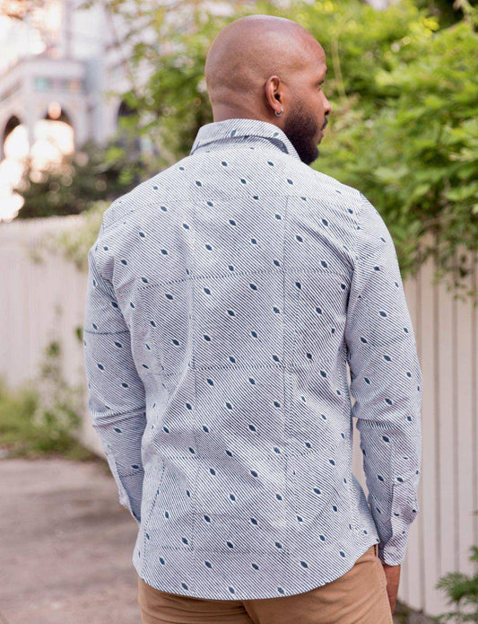 The Diagonal Men's Button Down Shirt - Organic Cotton - Passion Lilie - Fair Trade - Sustainable Fashion