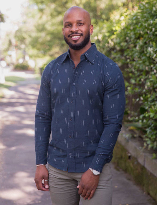 Admiral Ikat Men's Button Down Shirt - Passion Lilie - Fair Trade - Sustainable Fashion