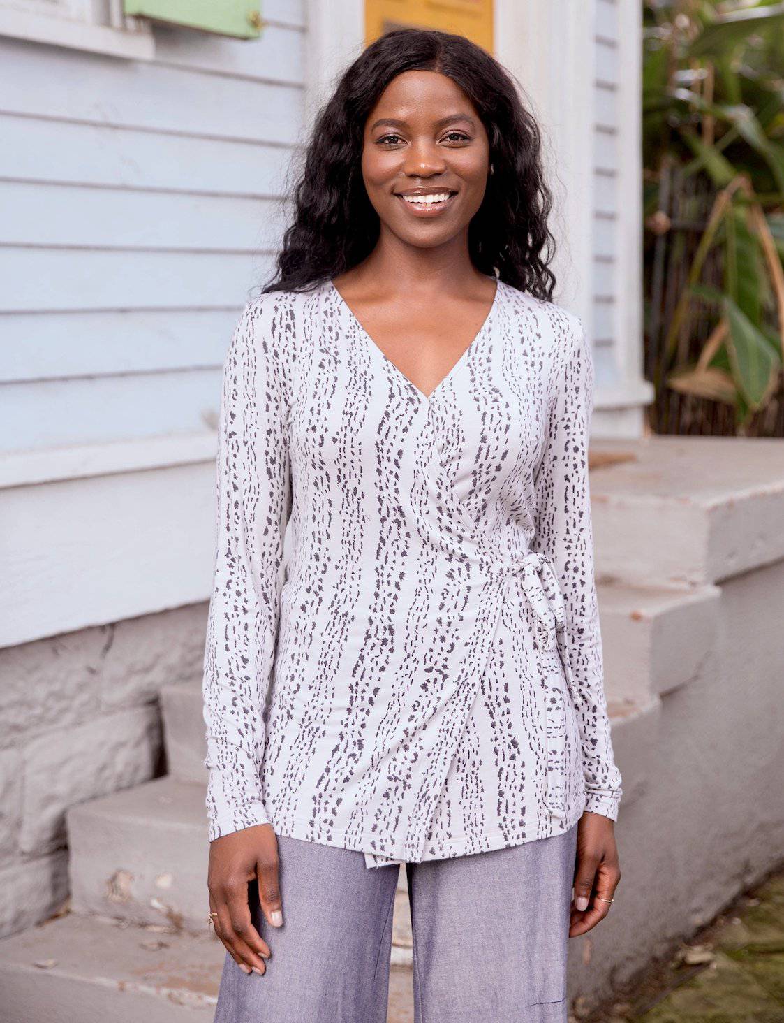 Marble Organic Modal Wrap Top - Passion Lilie - Fair Trade - Sustainable Fashion