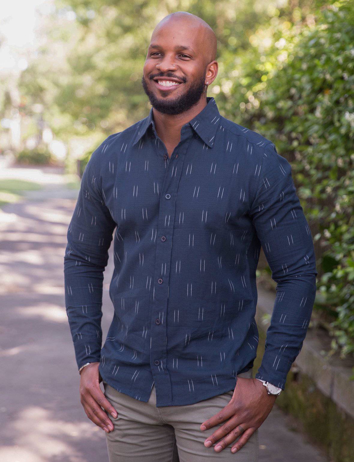 Admiral Ikat Men's Button Down Shirt - Passion Lilie - Fair Trade - Sustainable Fashion