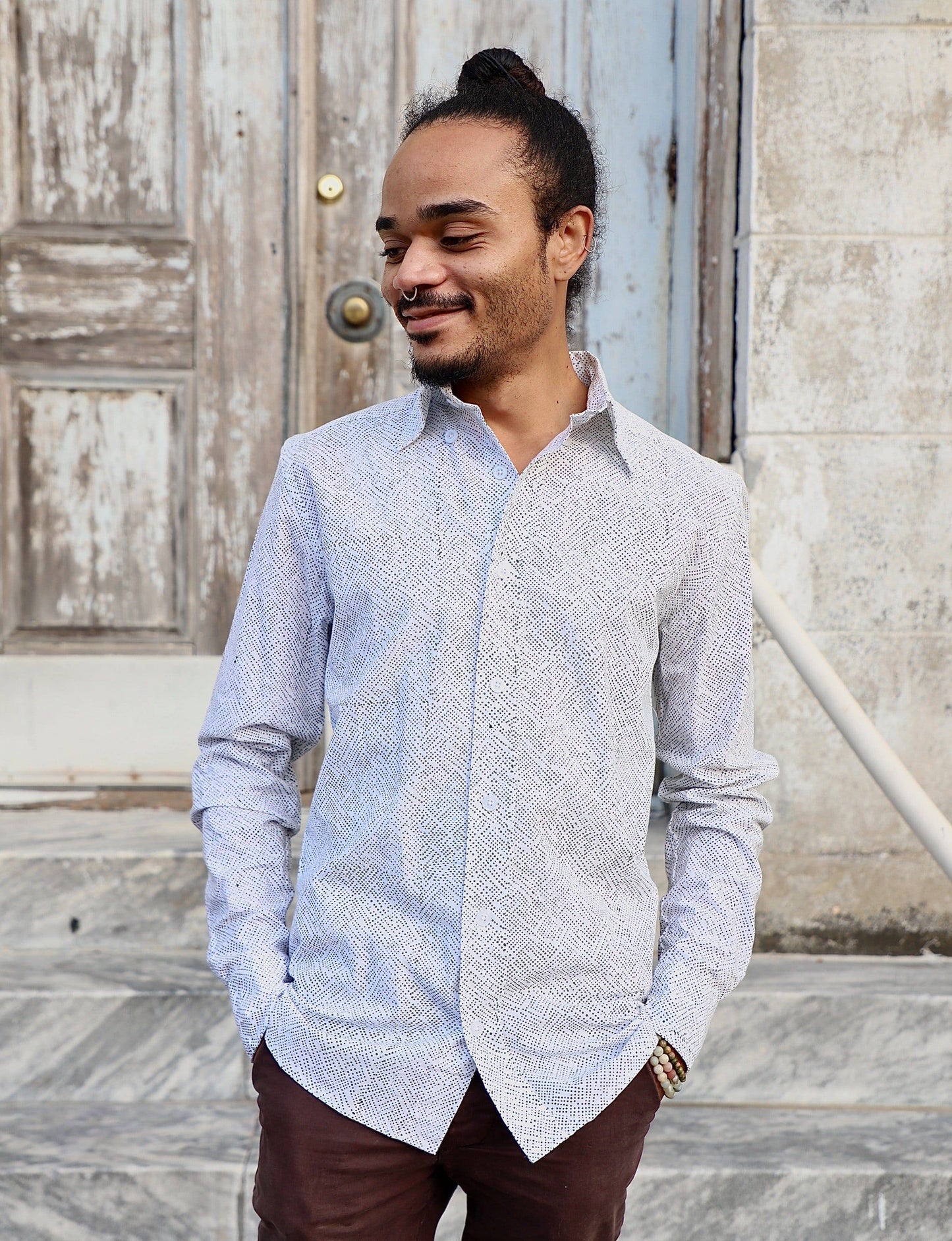 Avery Men's Button Down Shirt - Organic Cotton - Passion Lilie - Fair Trade - Sustainable Fashion