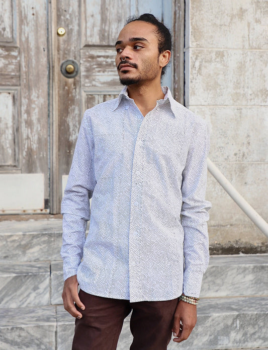Avery Men's Button Down Shirt - Organic Cotton - Passion Lilie - Fair Trade - Sustainable Fashion