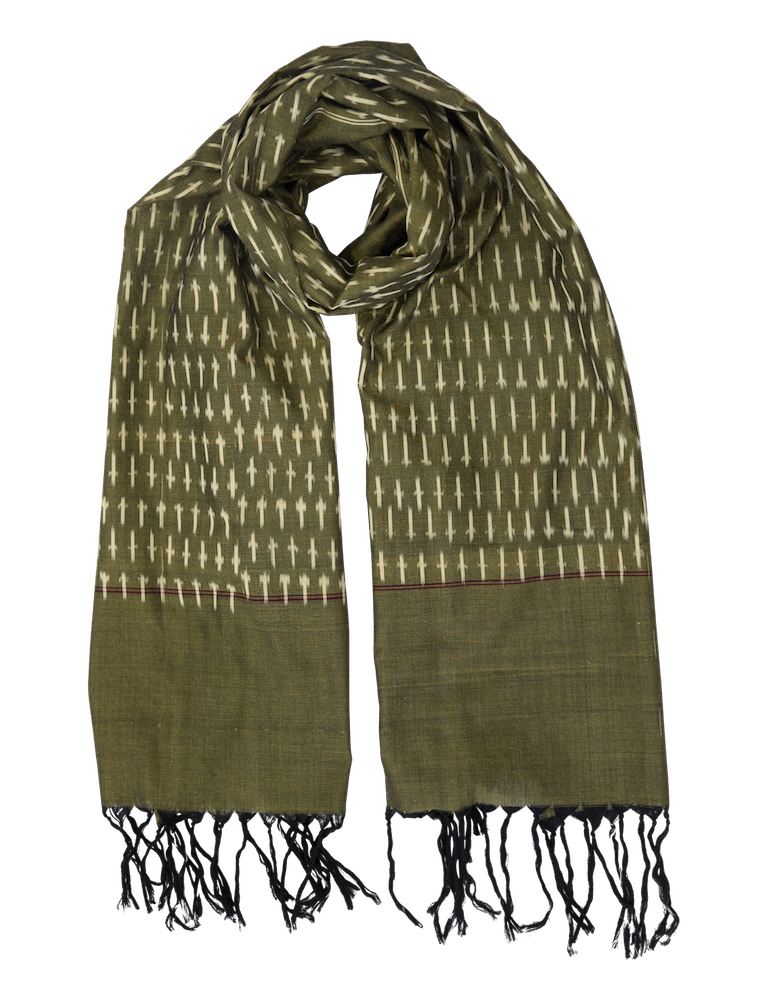 Classic Olive Ikat Scarf - Passion Lilie - Fair Trade - Sustainable Fashion