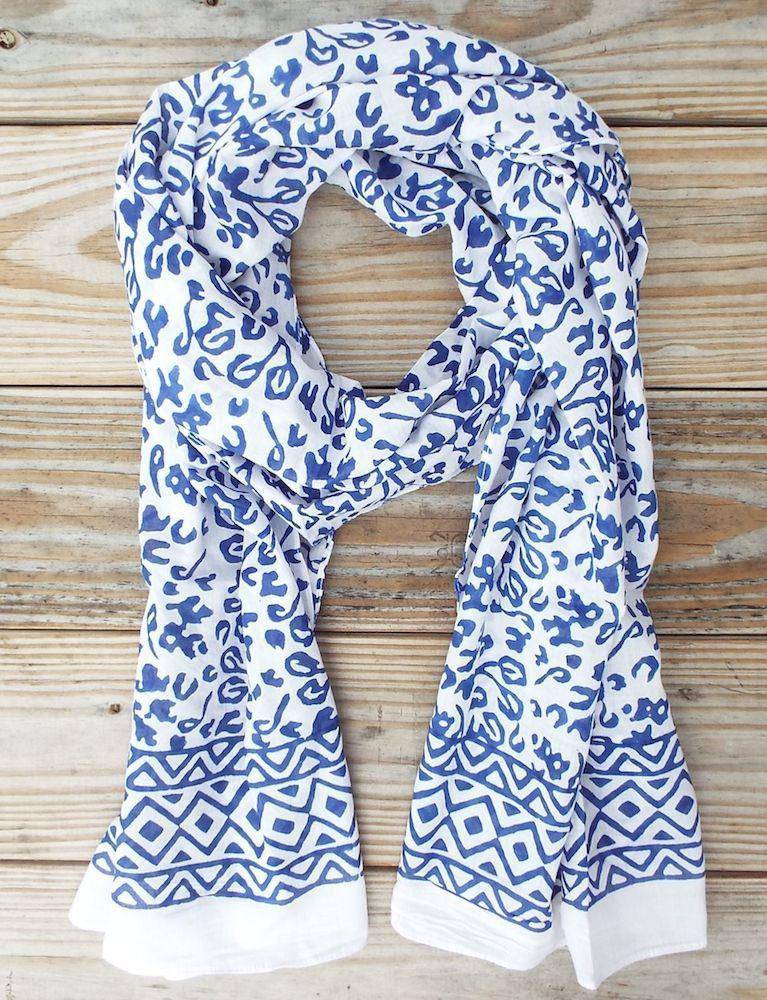 Bright Blue Abstract Scarf - Passion Lilie - Fair Trade - Sustainable Fashion