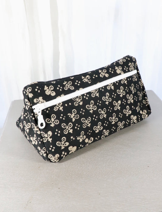 Black Toiletry Bag- Dots or Floral