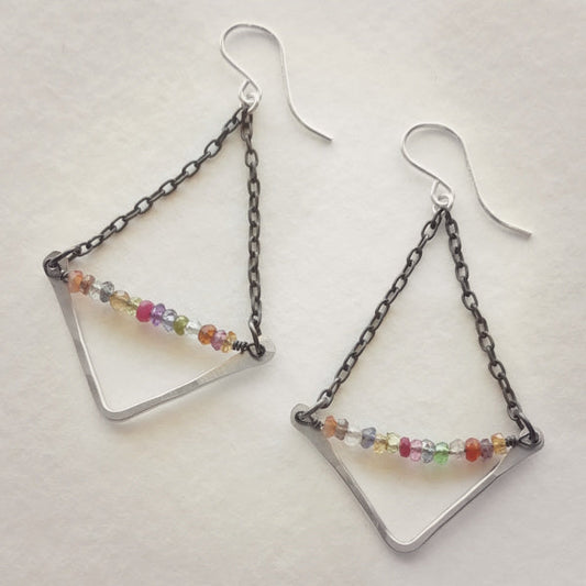 Mineral Hammered V Earrings